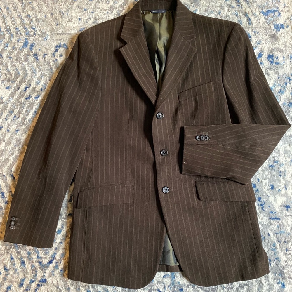 Banana Republic Brown Pinstripe Men’s Blazer Jacket in size 40S 100% Cotton